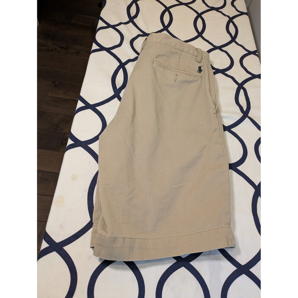 Polo Ralph Lauren Mens Khaki Chino Shorts Tan Cotton Twill Size 38 Pony Logo